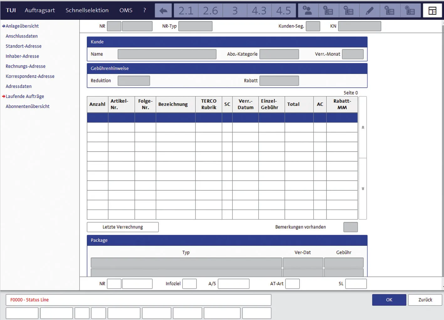 Beispielsmaske der neuen Web-Applikation